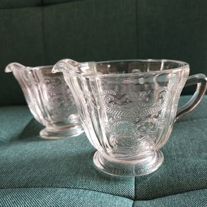Indiana Glass Recollection Clear Glass Creamers set of two